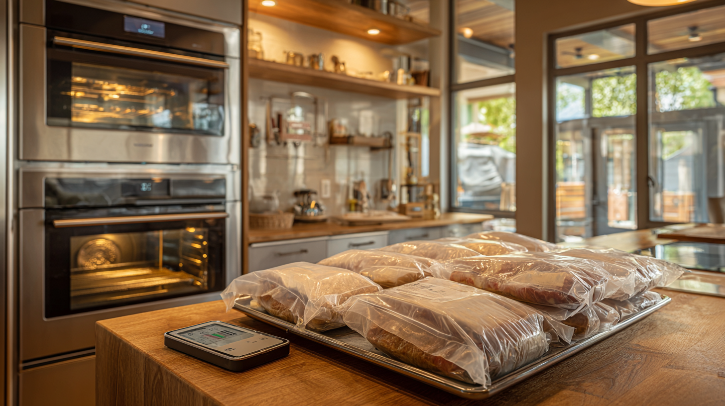 Cuisson sous vide au four avec sachets scellés en cuisine